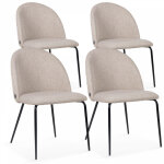 Oviala - lot de 4 chaises en tissu beige Oviala - lot de 4 chaises en tissu beige