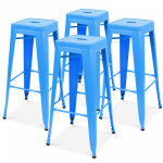 Oviala - lot de 4 tabourets de bar en acier bleu mat
