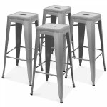 Oviala - lot de 4 tabourets de bar en acier gris mat