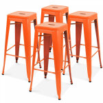 Lot de 4 tabourets de bar en acier orange mat