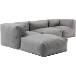 Oviala ? canap� d'angle modulable 4 places gris ? tissu polypropyl�ne teint r�sistant uv ? dimensions ...