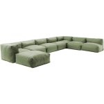 Oviala ? canap� d'angle modulable 8 places vert cactus ? tissu d�perlant olefin ? fixations en acier ...