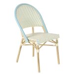 Oviala - chaise de terrasse bistrot parisien en aluminium et rotin bleu Oviala - chaise de terrasse bistrot parisien en aluminium et rotin bleu