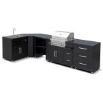 Oviala - cuisine d'extrieur angle 5 lments avec vier et barbecue