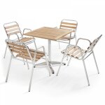 Ensemble jardin en bois et aluminium 4 personnes