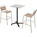 Oviala - ensemble table haute stratifié gris foncé et 2 chaises hautes taupe Oviala - ensemble table haute stratifié gris foncé et 2 chaises hautes taupe