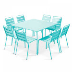 Oviala - ensemble table de jardin et 8 chaises en mtal turquoise - palavas