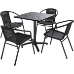 Oviala - ensemble table de jardin bistrot et 4 chaises en aluminium gris Oviala - ensemble table de jardin bistrot et 4 chaises en aluminium gris