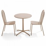 Oviala - ensemble table de terrasse inclinable et 2 chaises bistrot taupe - palavas
