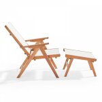 Oviala - fauteuil relax en bois d'eucalyptus avec repose - pieds blanc