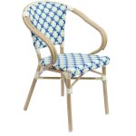 Oviala - fauteuil de terrasse bistrot parisien en aluminium et rotin bleu