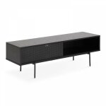 Oviala - meuble tv 140 cm style indus bois noir