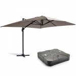 Parasol d�port� 3x4m et dalle � lester sur roues aluminium taupe