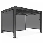 Oviala ? pergola bioclimatique 3 x 4 m autoport�e ? toit en lames orientables en aluminium ? stores verticaux ...