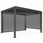Oviala ? pergola bioclimatique 3x4m autoport�e ? toit � lames orientables en aluminium ? stores verticaux ...