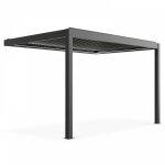 Pergola bioclimatique adoss�e et motoris�e 3 x 4 x 2, 5m gris