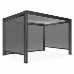 Oviala ? pergola bioclimatique autoport�e motoris�e 3x4m ? �clair�e par led ? lames orientables � distance ...