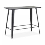 Oviala - table haute de jardin en acier noir mat