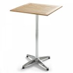 Table haute mange debout carr�e en aluminium et bois