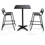 Oviala - table de jardin mange - debout et 2 chaises en aluminium gris