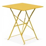 Oviala - table de jardin pliante bistrot en acier jaune