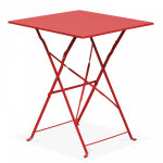 Oviala - table de jardin pliante bistrot en acier rouge