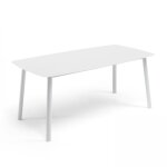 Oviala - table de jardin rectangulaire en aluminium et pierre fritte blanc