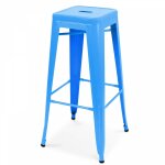 Oviala - tabouret de bar en m�tal bleu mat