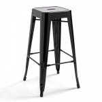 Oviala - tabouret de bar en mtal brillant noir
