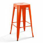 Tabouret de bar en m�tal brillant orange