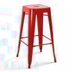 Oviala - tabouret de bar en mtal brillant rouge
