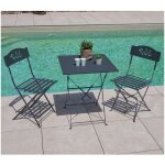 Ensemble table et chaises de jardin - 2 places - gris anthracite - florone