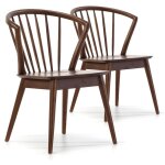 Pack 2 chaises mura, couleur noyer, bois massif, 55 cm x 58, 5 cm x 84 cm