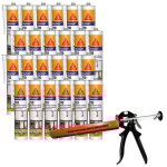 Sika - pack 24 mastics silicone seal 110 menuiserie & vitrage 300ml + pistolet - couleur: blanc