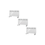 Pack 3 convecteurs mobile ou fixe radiateur  convection quickfix 2000 - 2000 w, ultra plat, chauffage ...
