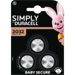 Pack de 3 piles rondes duracell - simply cr2032 3v