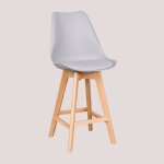 Sklum - lot de 4 tabourets hauts 65 cm avec coussin en similicuir nordique gris clair
