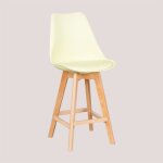 Sklum - lot de 4 tabourets hauts 65 cm avec coussin en similicuir nordique mousse citron