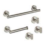 Mirlo - pack accessoires salle de bain charles acier brossé 3 crochets + 1 porte - serviette + 1 porte ... Mirlo - pack accessoires salle de bain charles acier brossé 3 crochets + 1 porte - serviette + 1 porte ...