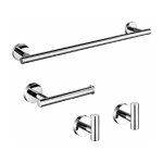 Mirlo - pack accessoires salle de bain charles chrom 2 crochets + 1 porte - serviette + 1 porte rouleau ...