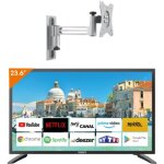 Pack antarion tv led 23. 6  60cm t�l�viseur smart connect andro�d 11. 0 12v + support tv 180� charge ...