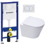 Pack autoportant bati geberit + wc swiss aqua technologies sans bride + abattant softclose + plaque (infinitio ...