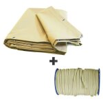 Pack bche pergola 15m2 prt  l'emploi (1 bche pergola ivoire ultra rsistante + 1 sandow lastique) ...