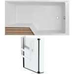 Pack baignoire bain douche antid�rapante 150 x 80 jacob delafon neo blanc mat - v. droite + pare bain ...