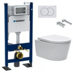 Pack wc bti - support geberit autoportant + wc sans bride swiss aqua technologies + plaque (satrimlessgebx) ...