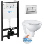 Roca - pack bâti - support active + wc grohe bau ceramic sans bride + abattant softclose + plaque chrome ... Roca - pack bâti - support active + wc grohe bau ceramic sans bride + abattant softclose + plaque chrome ...