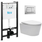 Roca - pack b�ti - support active + wc sans bride et fixations invisibles + plaque chrome mat ( activesatrimle ...