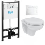 Roca - pack bti - support active + wc suspendu porcher sans bride + plaque de commande blanche ( activeporche ...