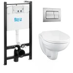 Roca - pack bti - support active + wc suspendu porcher sans bride + plaque de commande chrome mat ( ...