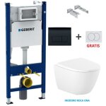 Pack bati - support geberit duofix r�servoir encastrable et plaque delta 50 noir br avec wc suspendu ...